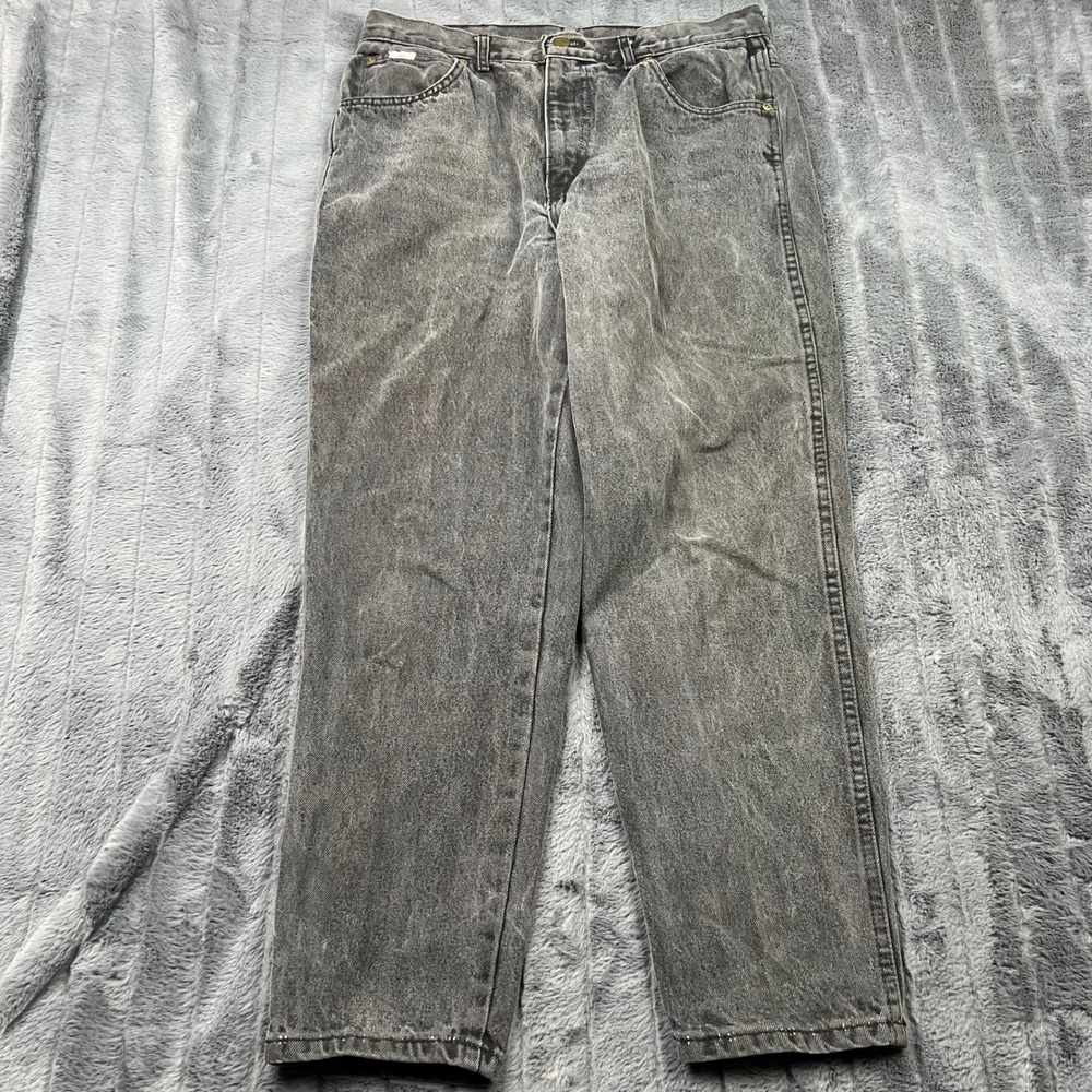 Vintage Chic Jeans Womens 18WP Gray Acid Wash High Rise Tapered Leg Made in USA